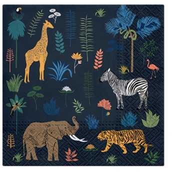 PAW LUNCH NAPKIN 33CM EXOTIC ANIMALS 