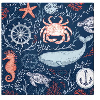 PAW LUNCH NAPKIN 33CM MARINE WORLD