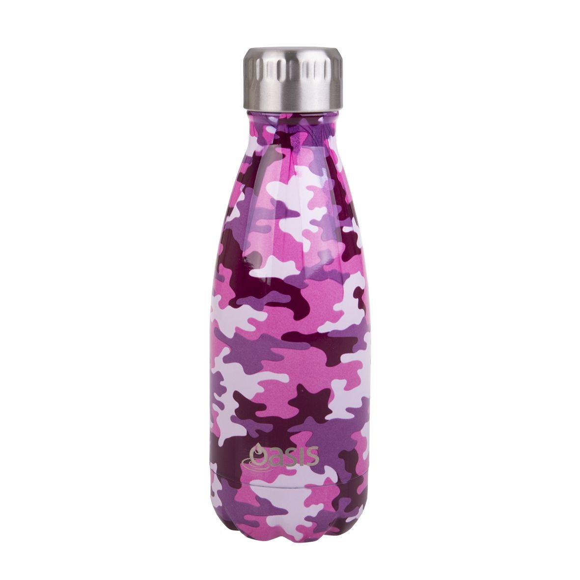 Oasis S/s Double Wall Patterned Drink Bottle 350ml -Camo Pink-1