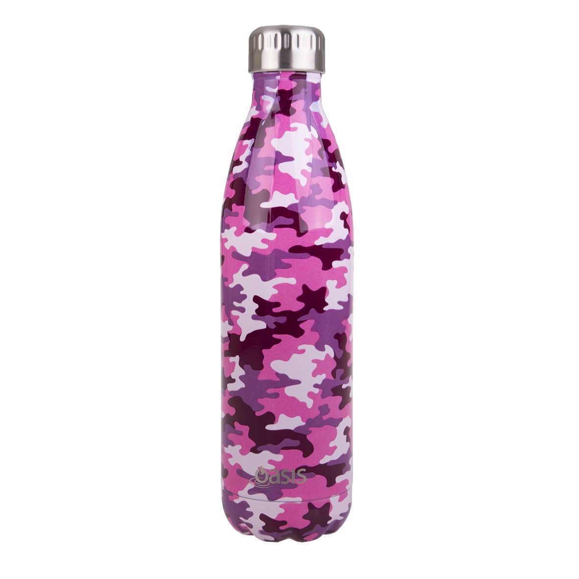 Oasis S/s Double Wall Patterned Drink Bottle 750ml -Camo Pink-1