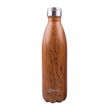 Oasis S/s Double Wall Patterned Drink Bottle 750ml -Teak