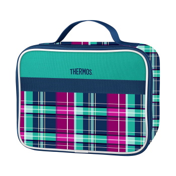 Thermos Soft Lunch Kit- Gingham and Plaid Green 