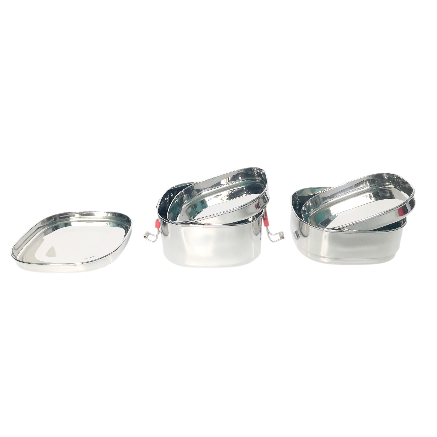 Stainless Steel Lunch Box Square Double-2