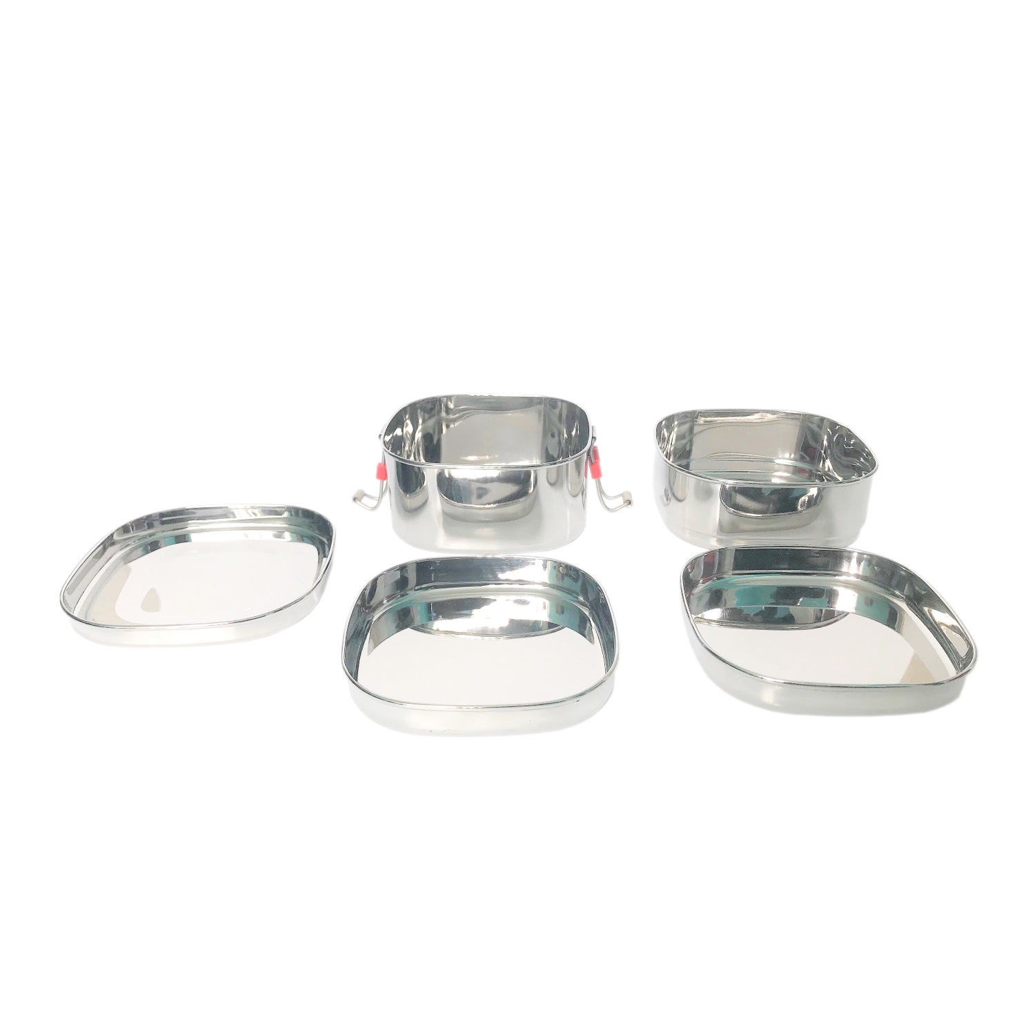 Stainless Steel Lunch Box Square Double-3
