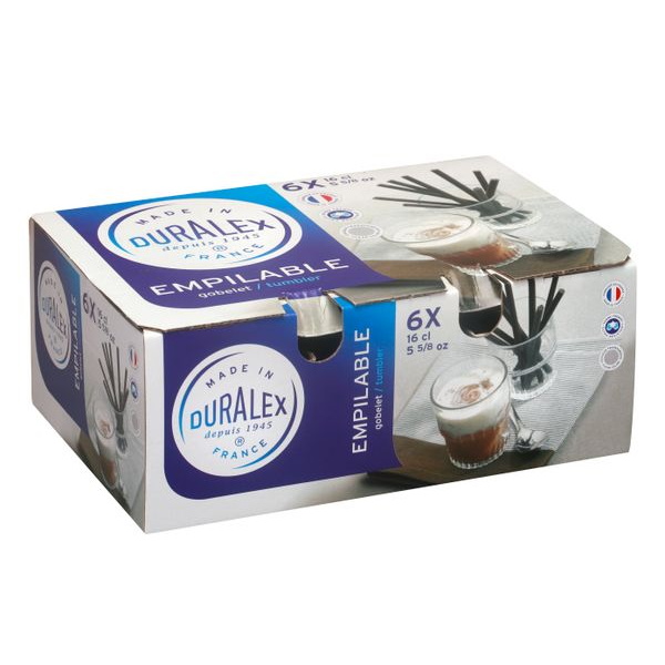 Duralex Empilable Clear Tumbler 160ml Set of 6-4