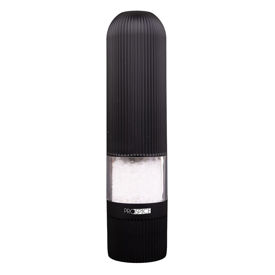 Prospice Linear Ribbed Battery Operated Salt & Pepper Mill Set 20.5cm - Black-4