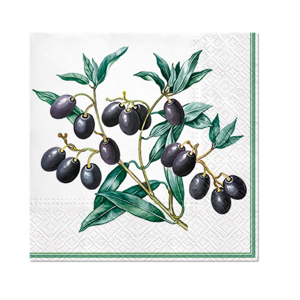 Paw Lunch Napkin 33cm Olives With Frame-1