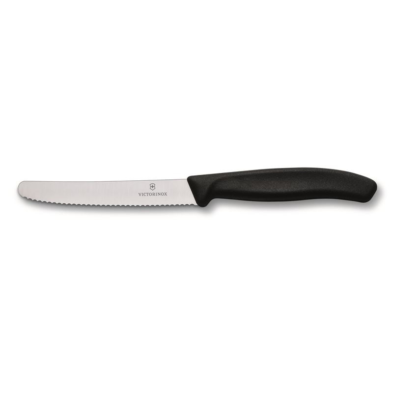 Victorinox 11cm Round Tip Wavy Black