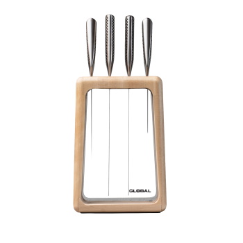 Global Hashira 5 PC Knife Block - Maple