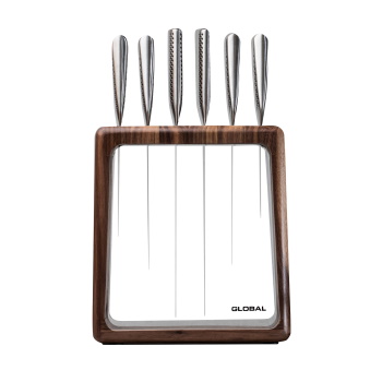 Global Hashira Knife Block Set, 7 Piece Walnut