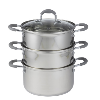 Davis & Waddell Argon 3 Tier Steamer With Glass Lid Stainless Steel 30x20x33cm/3.5l