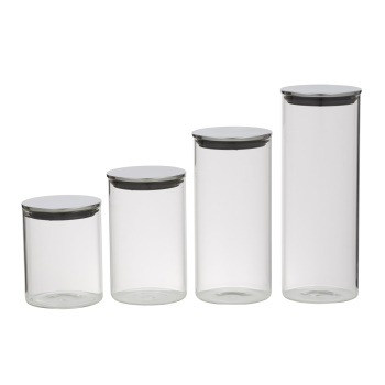 Davis & Waddell Glass Canister With Stainless Steel Lid Set 4pce