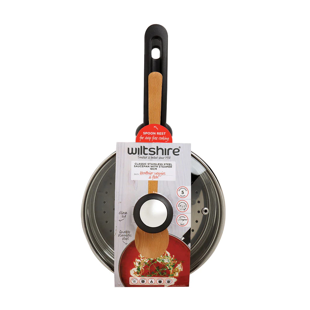 Wiltshire Classic Steamer Set With Glass Lid Stainless Steel 18 cm-3