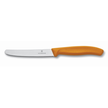 Victorinox Steak and Tomato Knife Round Tip Wavy Edge 11cm Orange
