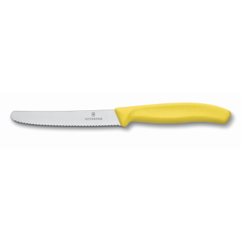 Victorinox Steak and Tomato Knife Round Tip Wavy Edge 11cm Yellow