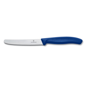 Victorinox Steak and Tomato Knife Round Tip Wavy Edge 11cm Blue