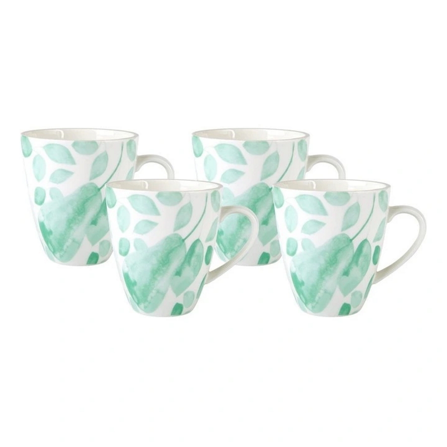 Maxwell & Williams Giverny Coupe Mug Set of 4 350ML Green Gift Boxed -1