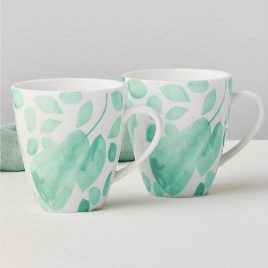 Maxwell & Williams Giverny Coupe Mug Set of 4 350ML Green Gift Boxed -4