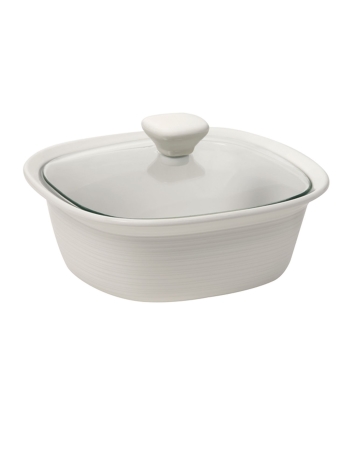 CorningWare Etch White Linen 1.4L Casserole w/ Glass Lid