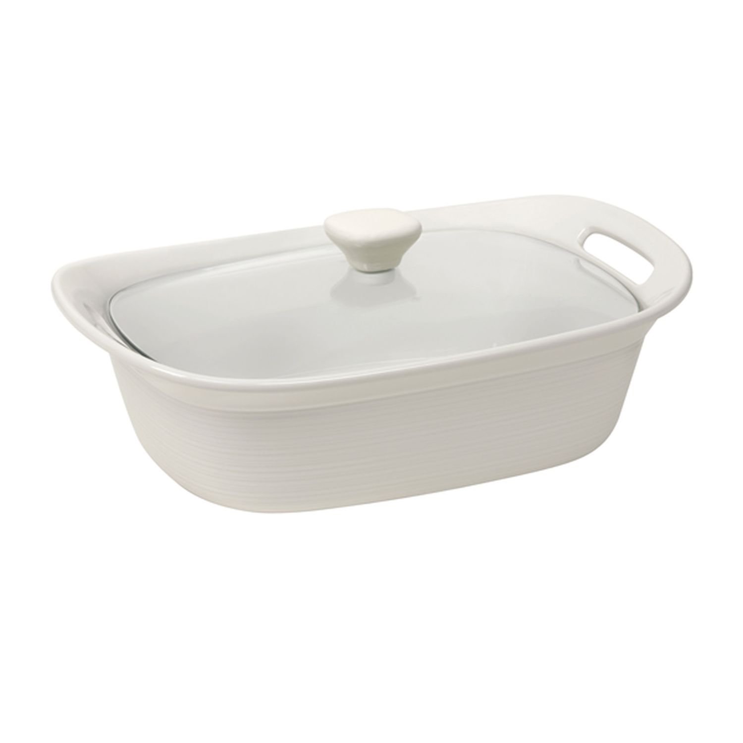 CorningWare Etch White Linen 2.35L Casserole W/ Glass Lid-4