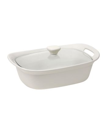 CorningWare Etch White Linen 2.35L Casserole W/ Glass Lid