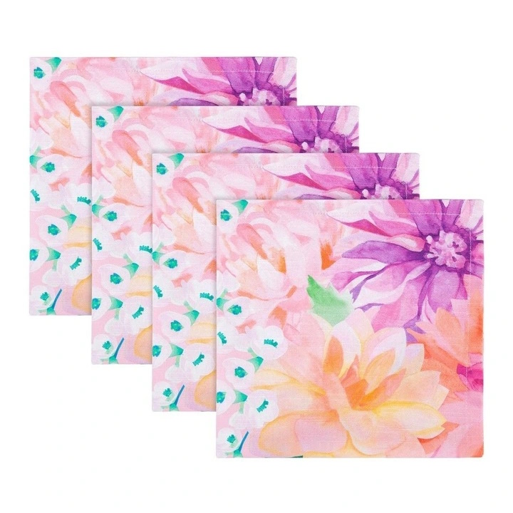 Maxwell & Williams Teas & Cs Dahlia Daze Cotton Napkin Set of 4 45x45cm Pink-1
