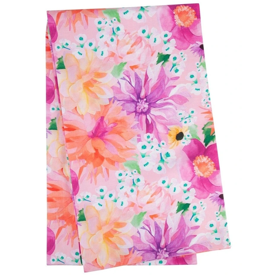 Maxwell & Williams Teas & Cs Dahlia Daze Cotton Rectangular Tablecloth 270x150cm Pink-2