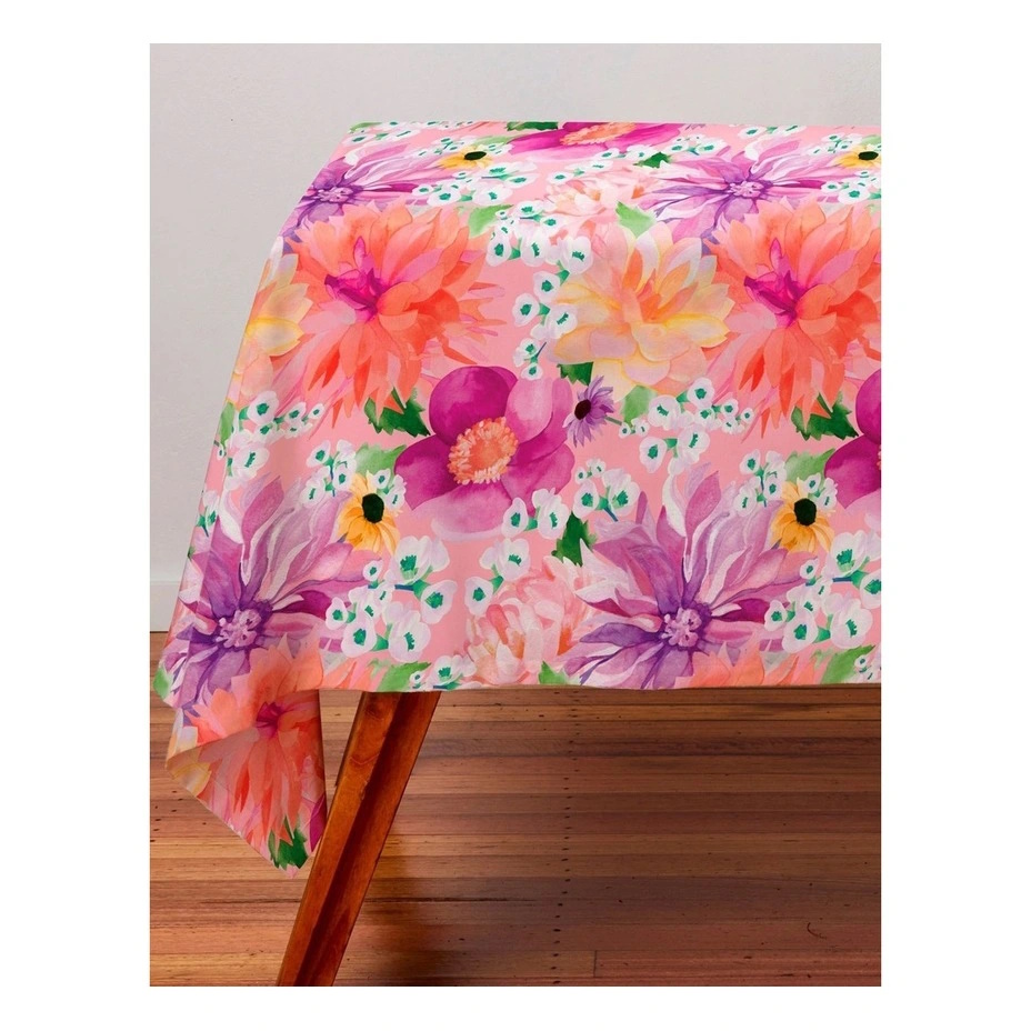 Maxwell & Williams Teas & Cs Dahlia Daze Cotton Rectangular Tablecloth 270x150cm Pink-3