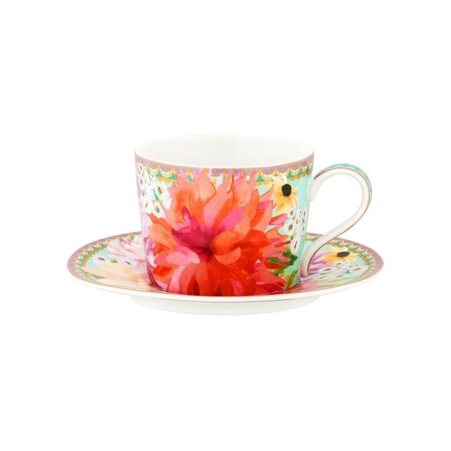 Maxwell & Williams Teas & Cs Dahlia Daze Cup & Saucer 240ML Sky Gift Boxed-1