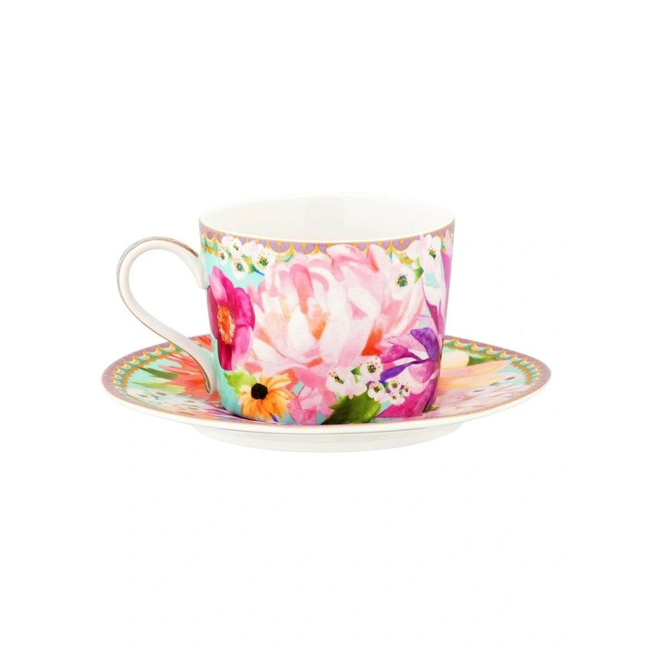 Maxwell & Williams Teas & Cs Dahlia Daze Cup & Saucer 240ML Sky Gift Boxed