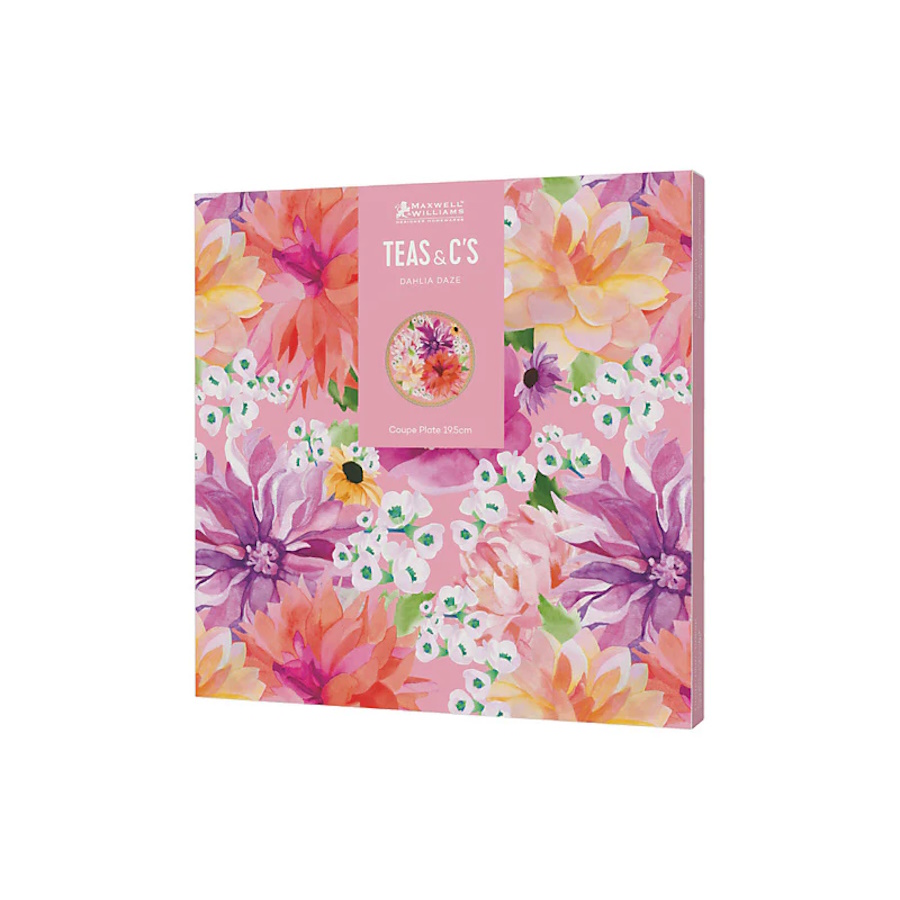 Maxwell & Williams Teas & Cs Dahlia Daze Coupe Plate 19.5cm Pink Gift Boxed-2