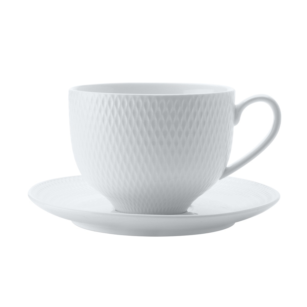 MW White Basics Diamonds Tea Cup & Saucer 220ML-1