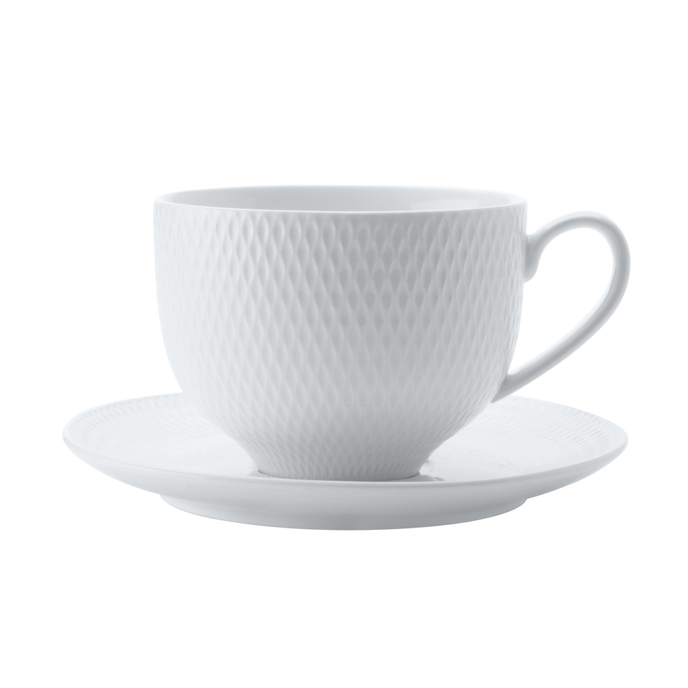 MW White Basics Diamonds Tea Cup & Saucer 220ML