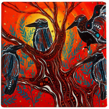 Maxwell Williams Melanie Hava Journeys Ceramic Coaster 10cm Kookaburras