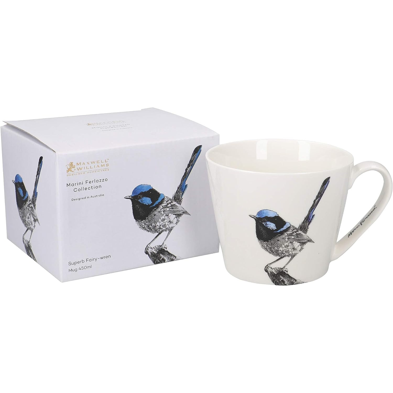 Maxwell Williams Marini Ferlazzo Birds Mug 450ML Sqt Fairy Wren Gift Boxed