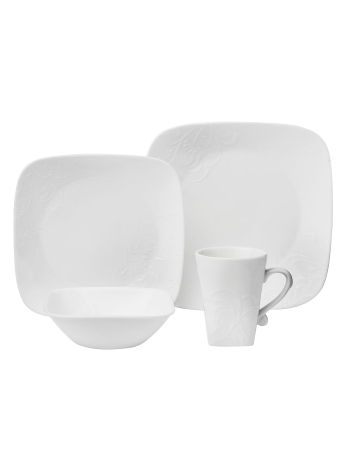 Corelle Boutique Square Cherish Embossed 16-pc Dinnerware Set