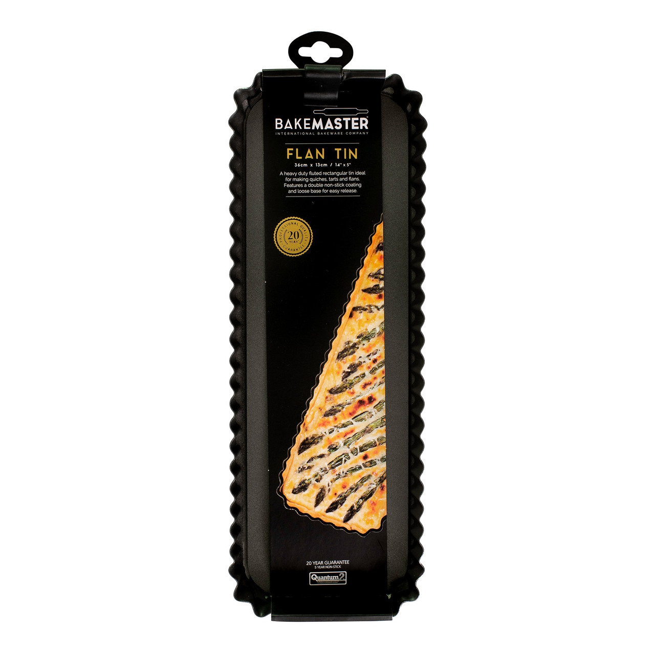 Bakemaster Loose Base Fluted Rectangular Flan/Quiche Pan 36x13x3.5cm -4