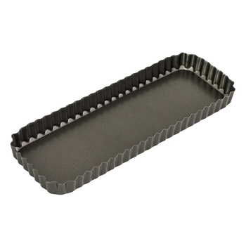 Bakemaster Loose Base Fluted Rectangular Flan/Quiche Pan 36x13x3.5cm 