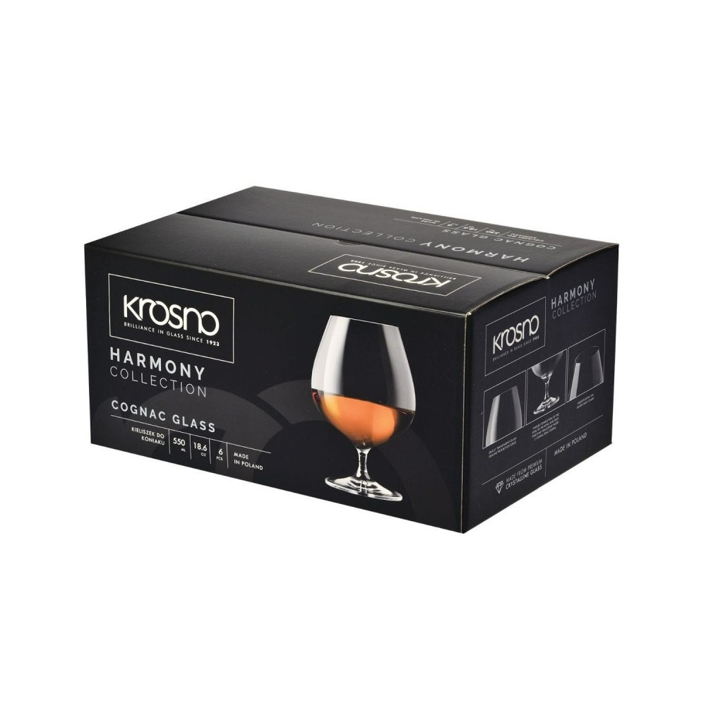 Krosno Harmony Cognac Glass 550ML 6pc Gift Boxed-4