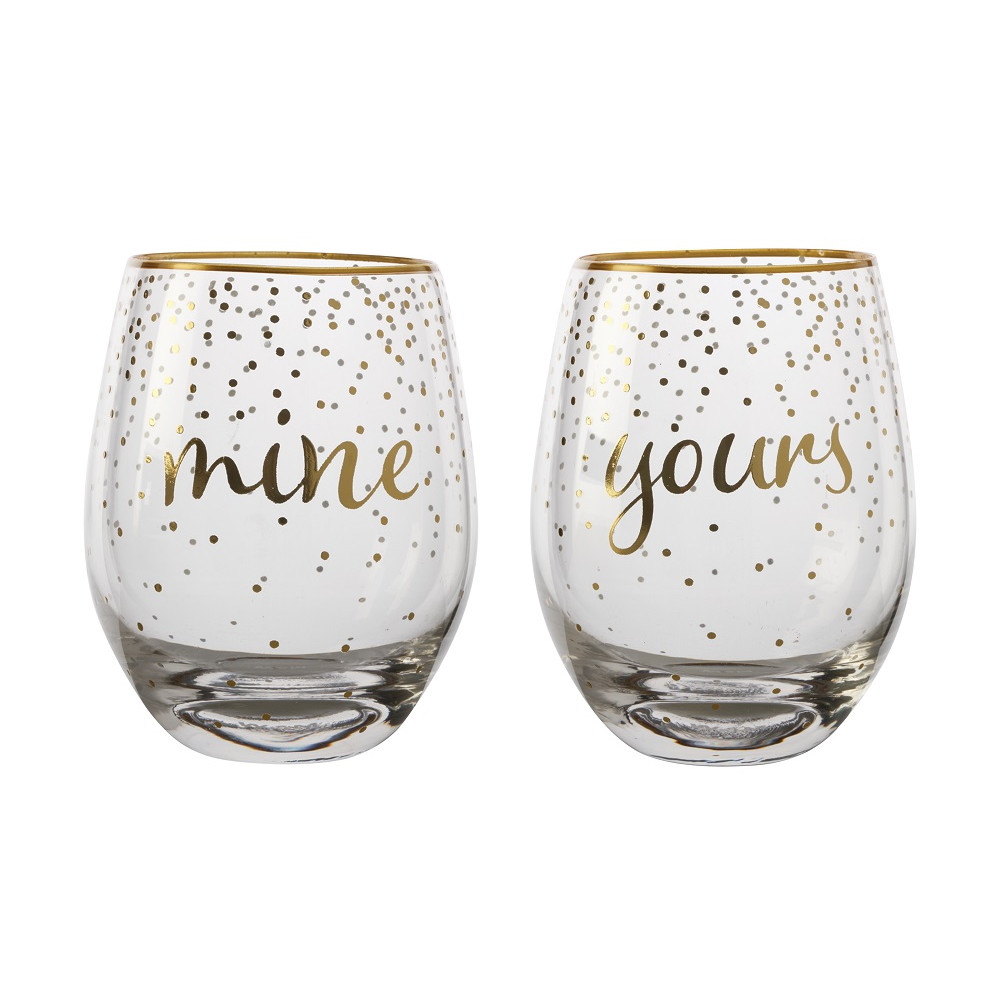Maxwell & Williams Celebrations Stemless Glass 500ML Set of 2 Mine Yours Gift Boxed-1