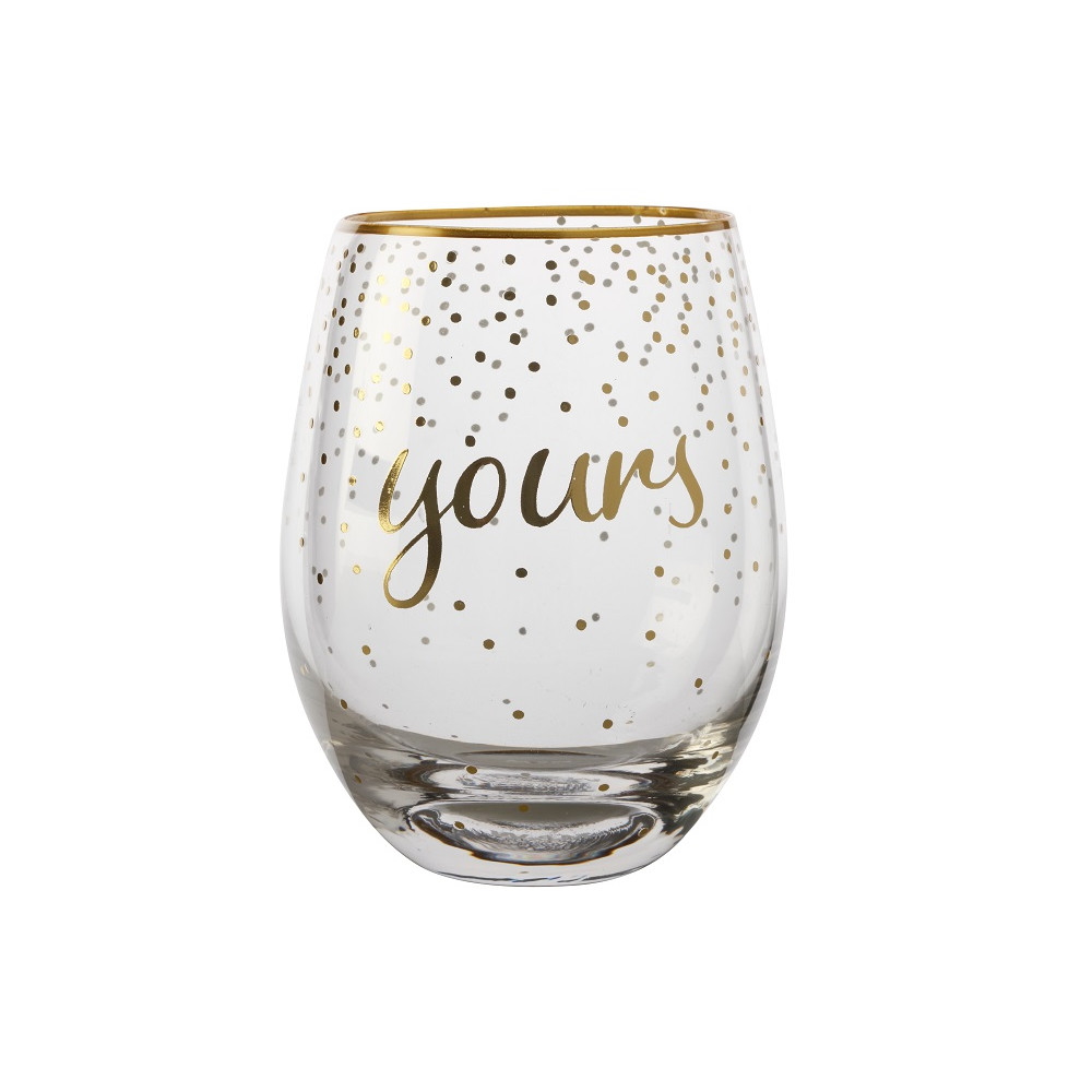 Maxwell & Williams Celebrations Stemless Glass 500ML Set of 2 Mine Yours Gift Boxed-3