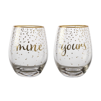 Maxwell & Williams Celebrations Stemless Glass 500ML Set of 2 Mine Yours Gift Boxed