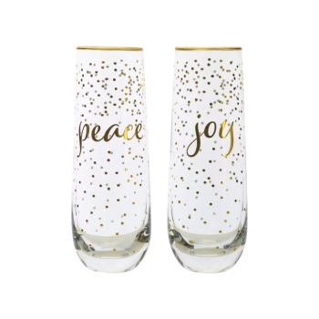 Maxwell & Williams Celebrations Stemless Flute 300ML Set of 2 Joy Peace Gift Boxed