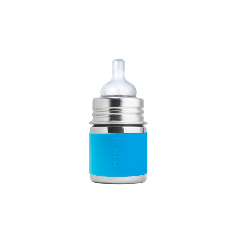 Pura Kiki 150ml Infant Bottle Slow Teat Aqua Sleeve-1