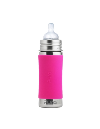 Pura Kiki 325ml Infant Bottle Medium Teat Pink Sleeve
