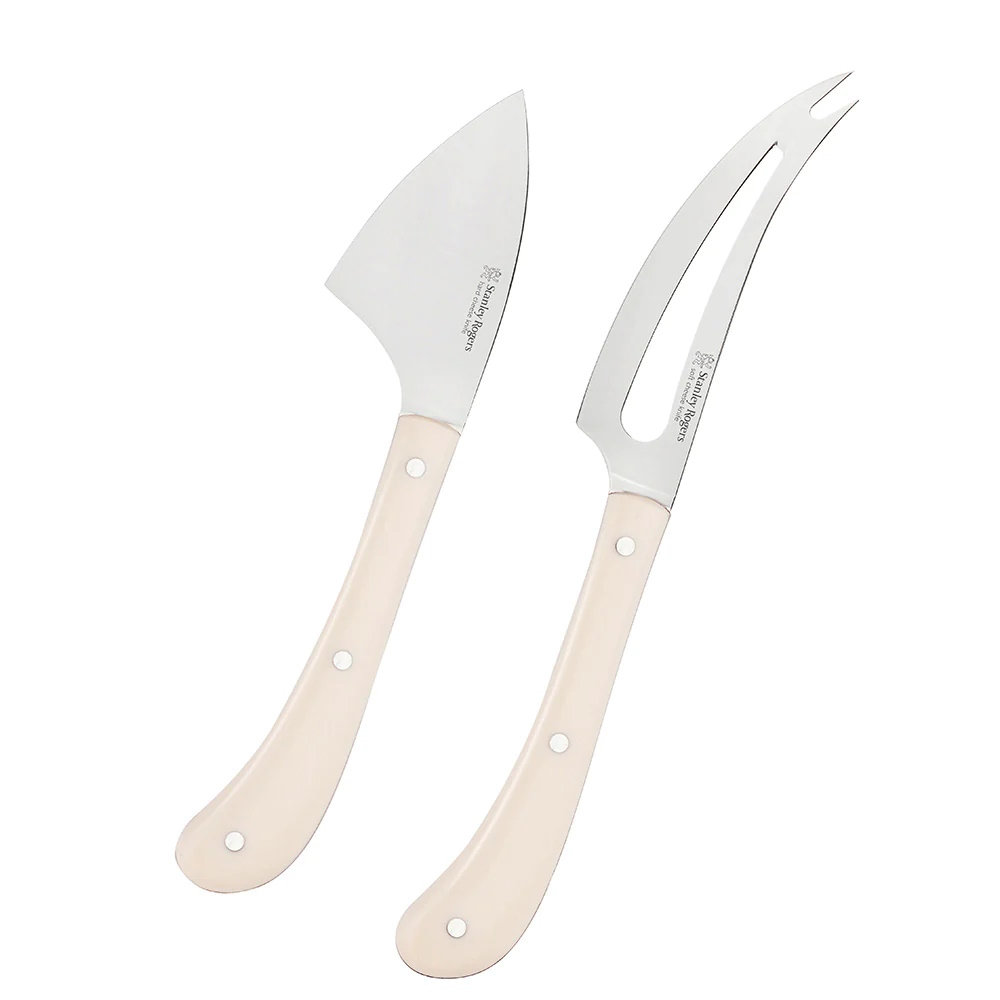 Stanley Rogers Pistol Grip 2-Piece Cheese Knife Set Cream