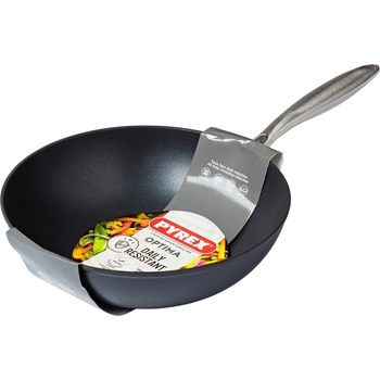 Pyrex Optima Induction Non-Stick Wok with Stainless Steel Handle - 28cm