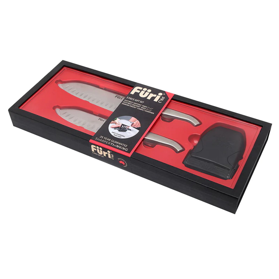 Furi Pro East West Santoku Knives & Diamond Fingers Set, 3 Piece-2