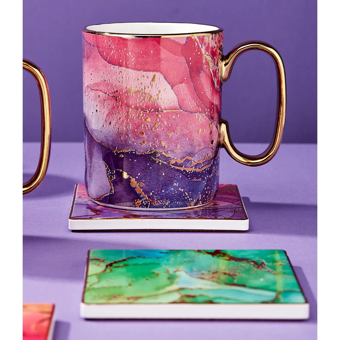 Ashdene Gemstones Mug & Coaster Set Amethyst