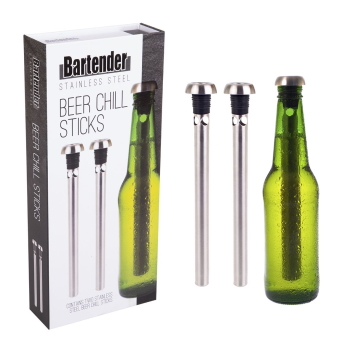Bartender Stainless Steel Beer Chill Sticks Set 2